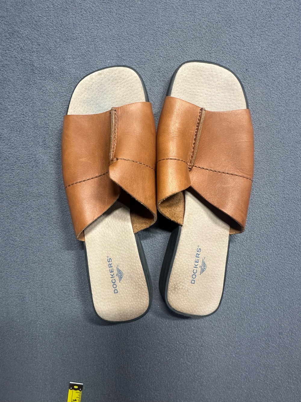 Women’s Dockers Brown Leather Crossover Slide Sandals
